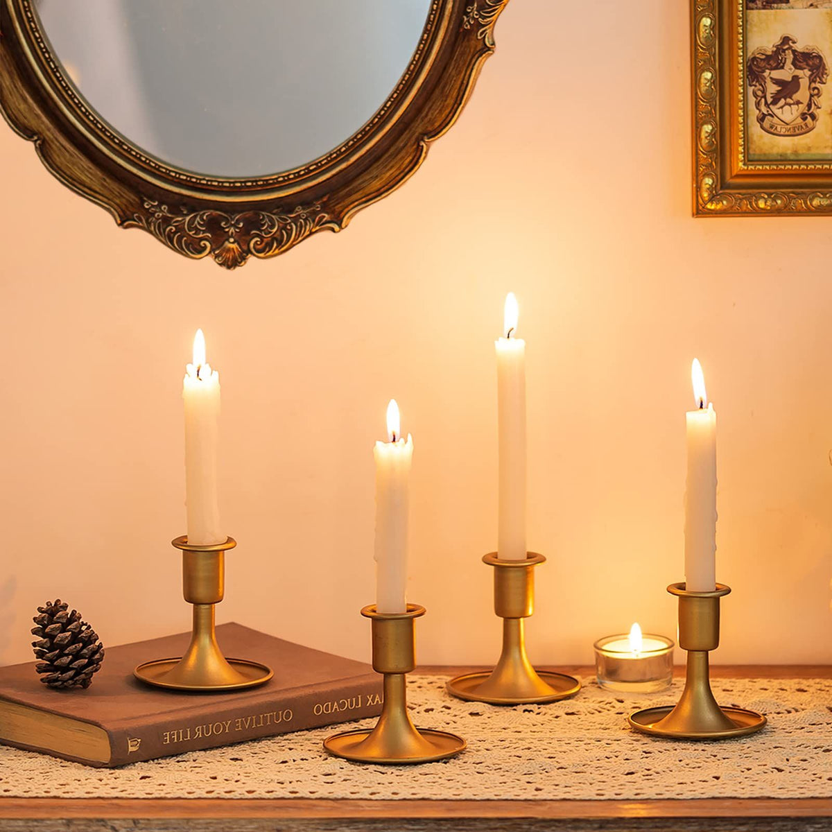 Candlestick Holders Taper Candle Holders, Gold Candle Stick Candle Holder for Table Centerpiece, Wedding Reception,  Set of 2