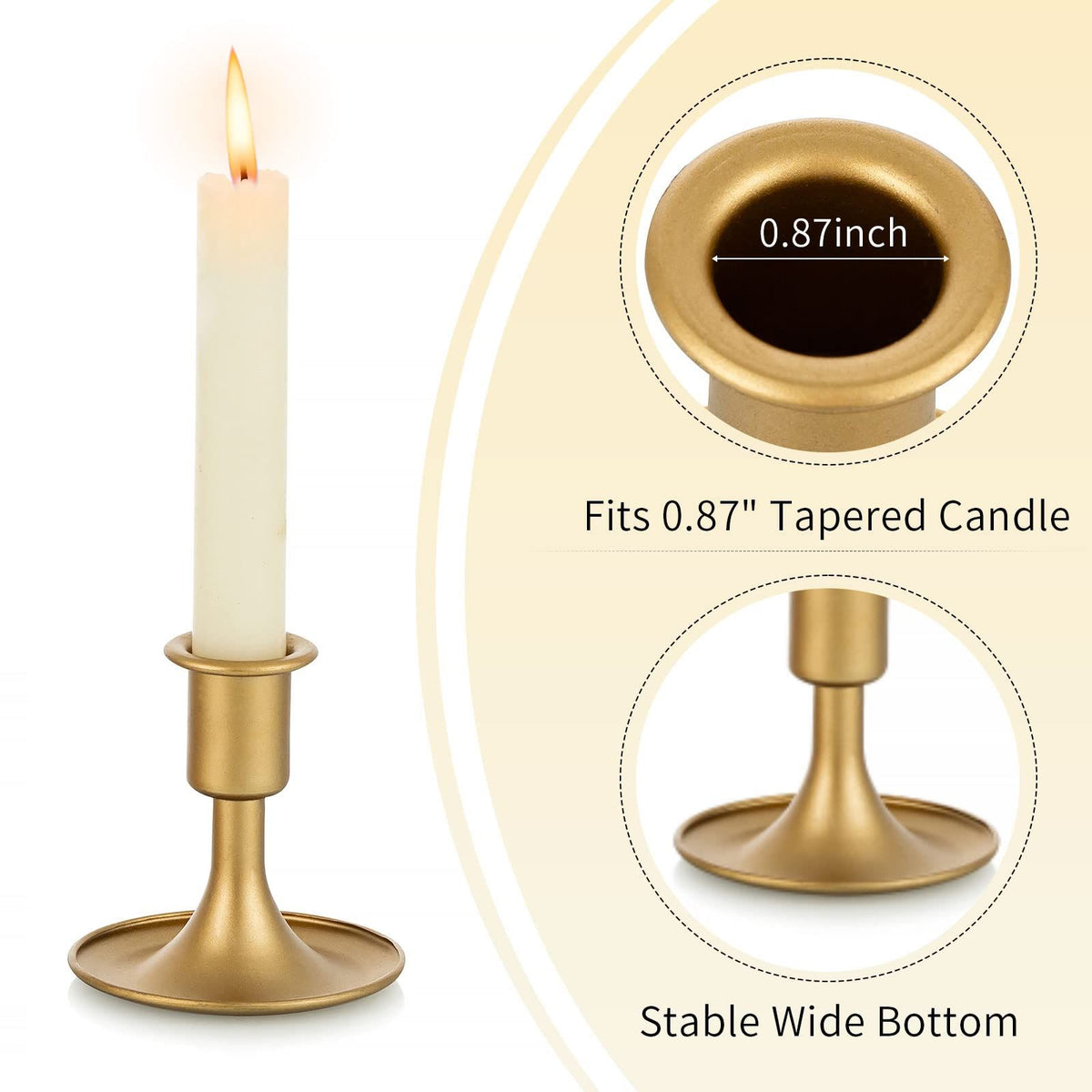 Candlestick Holders Taper Candle Holders, Gold Candle Stick Candle Holder for Table Centerpiece, Wedding Reception,  Set of 2