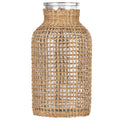 Glass Vase, Rattan Vase, Farmhouse Rattan Décor, Round Flower Vase Basket Vase for Floral Arrangements