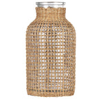 Glass Vase, Rattan Vase, Farmhouse Rattan Décor, Round Flower Vase Basket Vase for Floral Arrangements