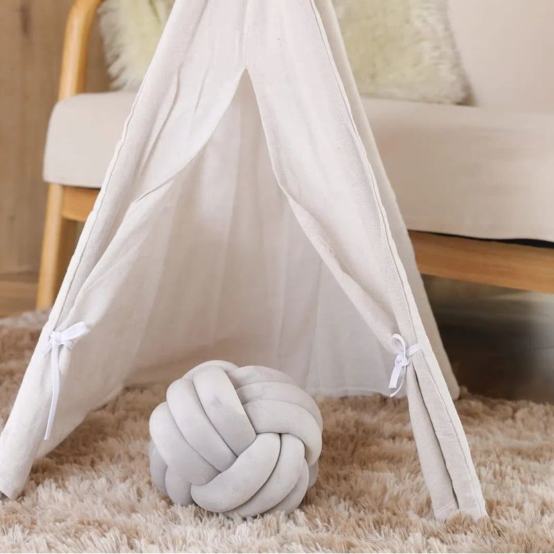 light gray cushion Soft knot ball pillows,round throw pillow cushion Home Decoration Plush Pillow,Throw Knotted Pillow Round