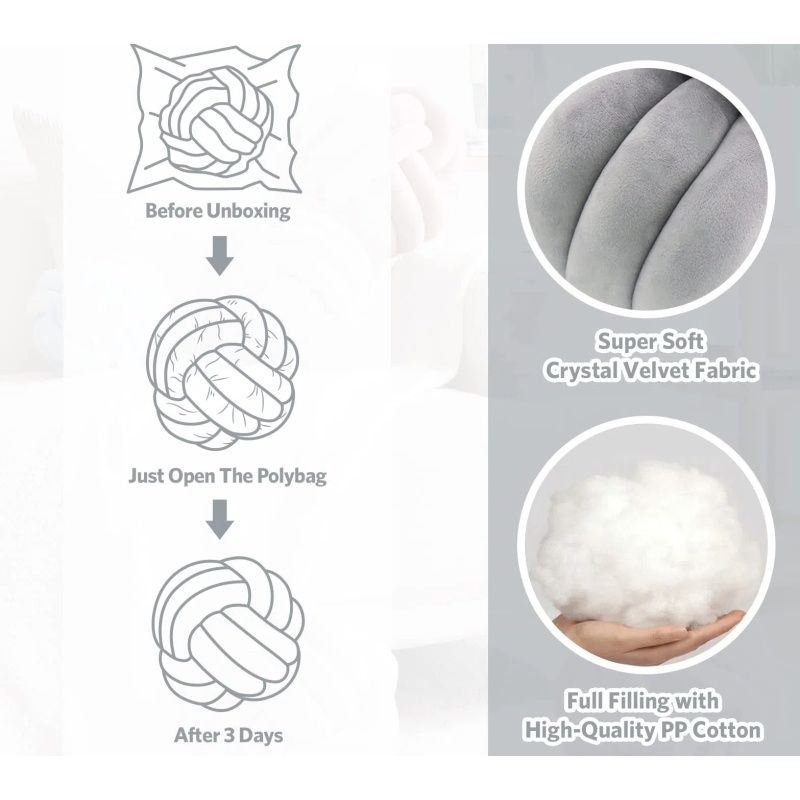 light gray cushion Soft knot ball pillows,round throw pillow cushion Home Decoration Plush Pillow,Throw Knotted Pillow Round