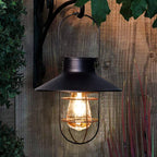 Black Hanging Solar Lights Lantern Lamp with Shepherd Hook,Waterproof Bulb Lights for Garden Outdoor Pathway
