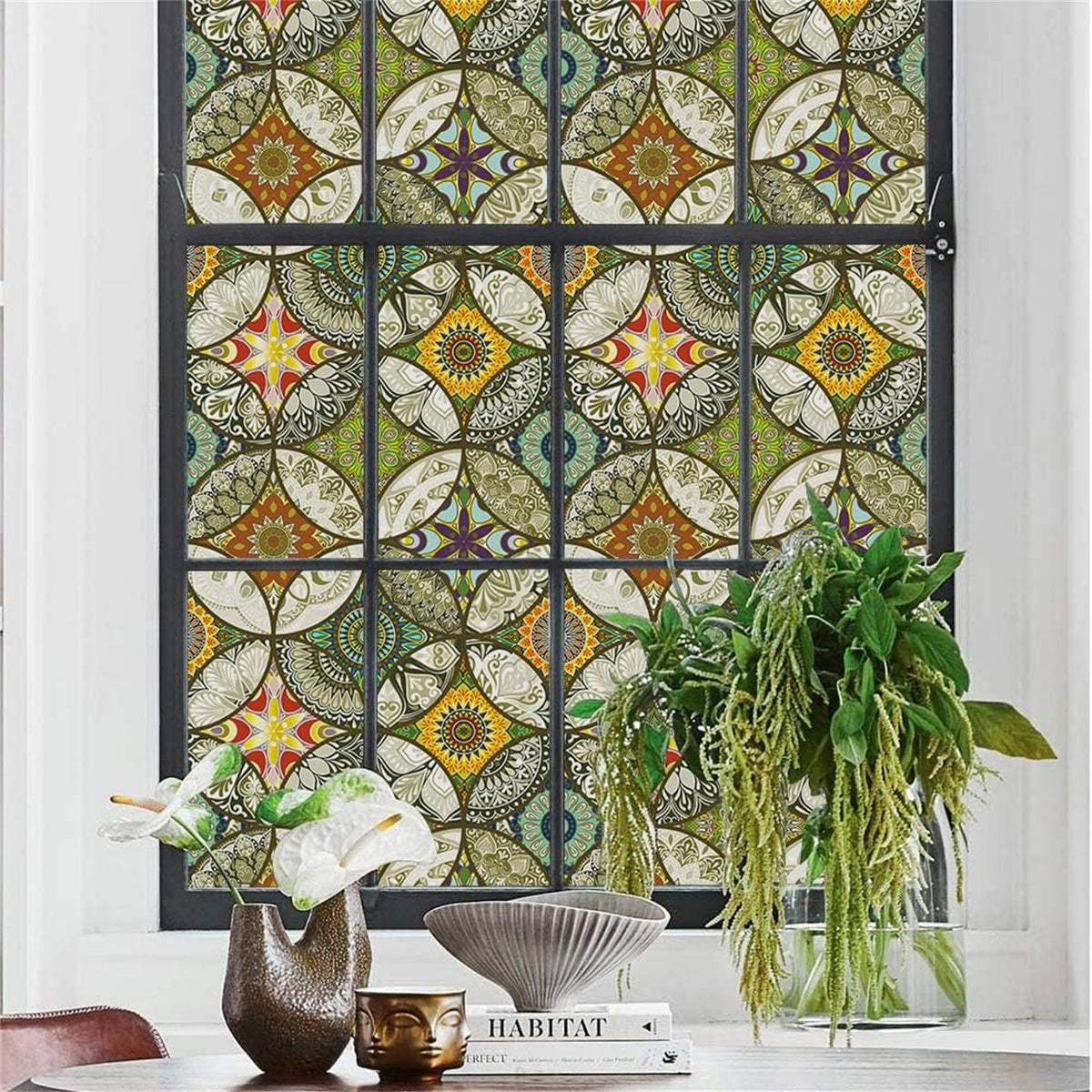 Film with Installation Tools  Stained Glass Window Film for Bathroom Shower Door Heat  Anti UV, 7.8 x 39 Inch