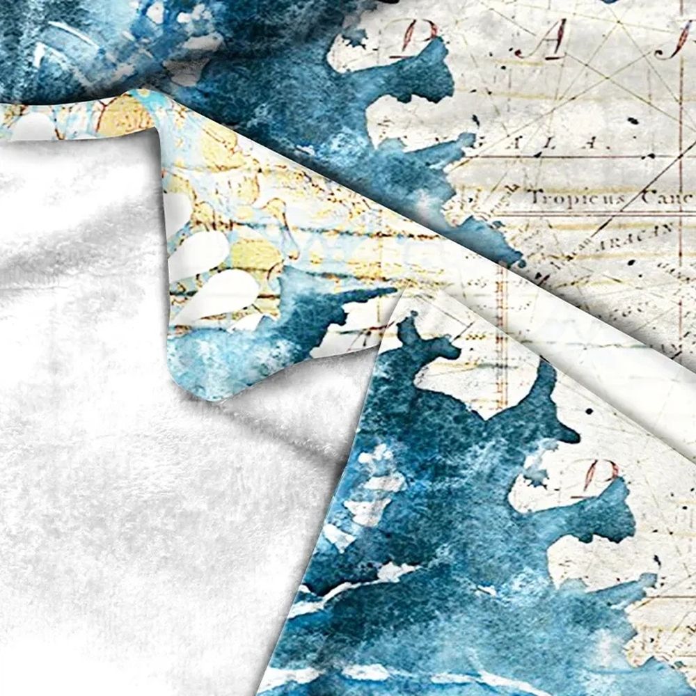 Shower Curtain Set for Bathroom, Nautical Blue Ocean Shower Curtains with 12Hooks, Polyester Fabric Waterproof Curtains