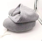 Travel Pillow with Hood for Airplane,Pure Memory Foam Hooded Neck Pillow for Traveling, Car,Office,Soft,Machine Washable,Gray