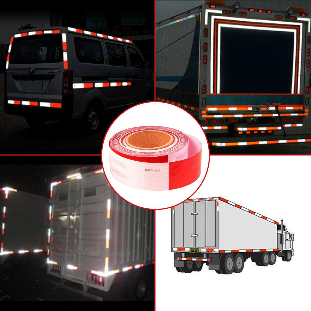 Reflective Safety Tape, Retroreflective Sheeting Pattern Alternating White and Red Color Segments, Reflective Tape
