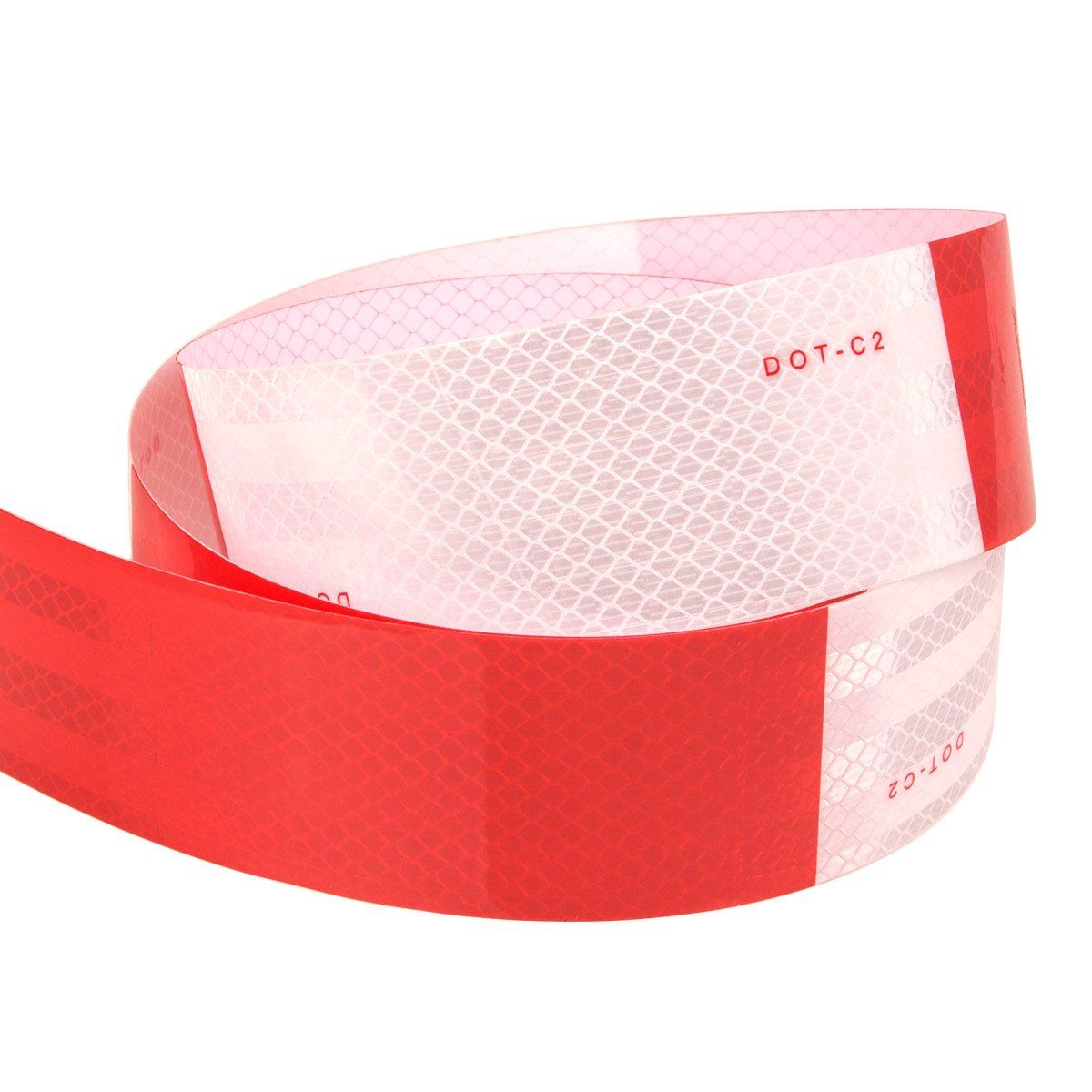 Reflective Safety Tape, Retroreflective Sheeting Pattern Alternating White and Red Color Segments, Reflective Tape