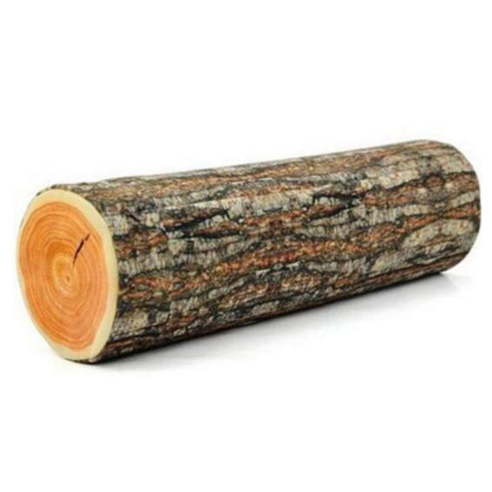 Decorative Round Throw Pillow, 3D Digital Print Comfortable Kids Funny Cute Wood Log Pillow Cylinder Floor Cushion