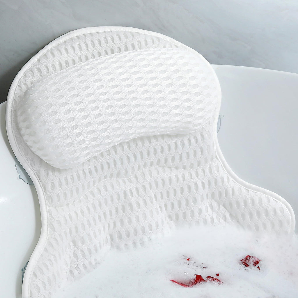 Bath Pillow Luxury Bathtub Pillow - Bath Pillows for Tub Neck and Back Support, Ergonomic Tub Pillow for Bath with 4D Air Mesh