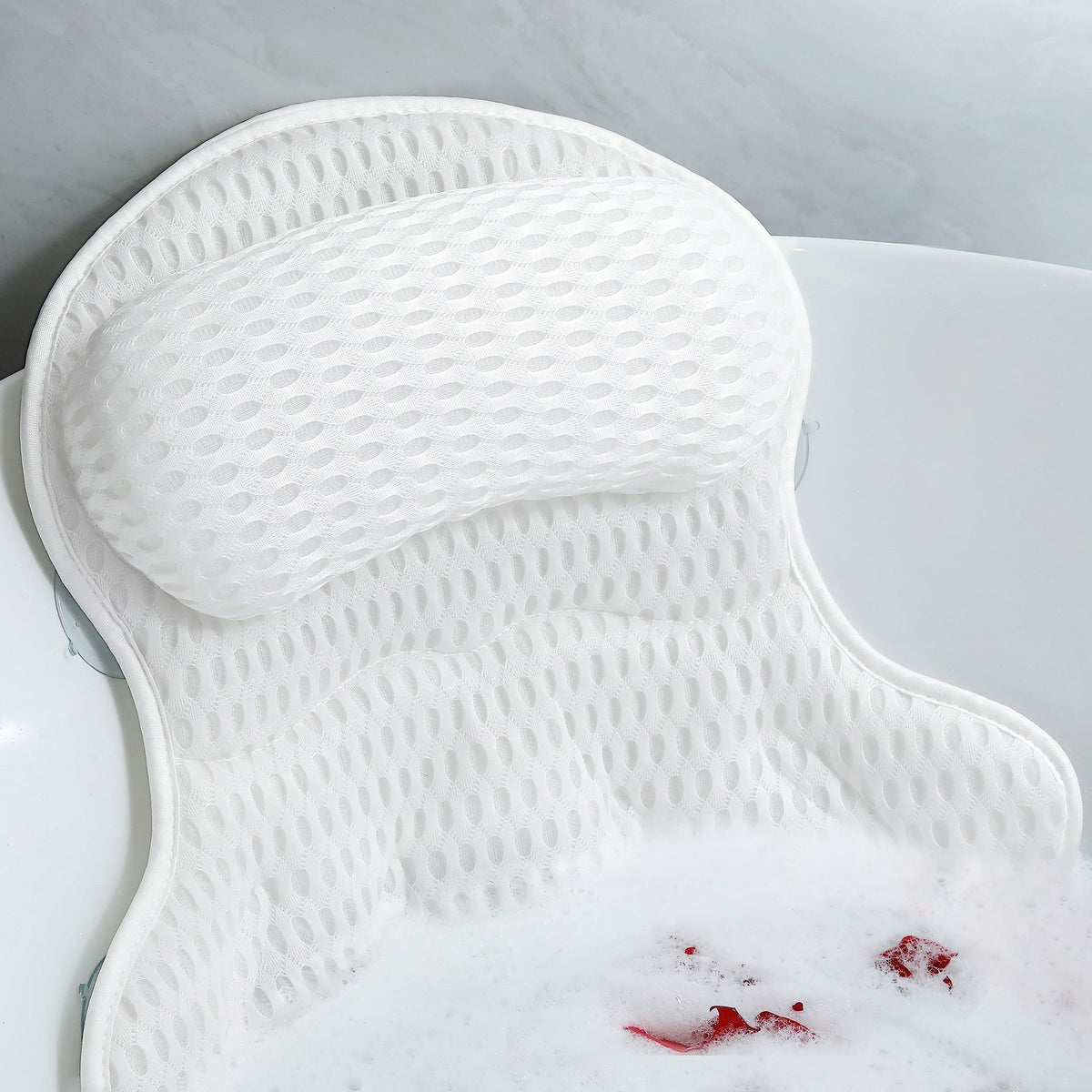 Bath Pillow Luxury Bathtub Pillow - Bath Pillows for Tub Neck and Back Support, Ergonomic Tub Pillow for Bath with 4D Air Mesh