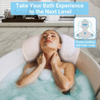 Bath Pillow Luxury Bathtub Pillow - Bath Pillows for Tub Neck and Back Support, Ergonomic Tub Pillow for Bath with 4D Air Mesh