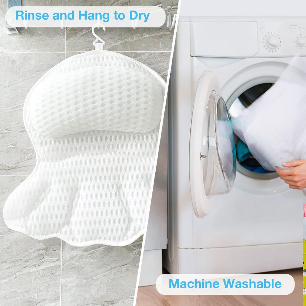 Bath Pillow Luxury Bathtub Pillow - Bath Pillows for Tub Neck and Back Support, Ergonomic Tub Pillow for Bath with 4D Air Mesh