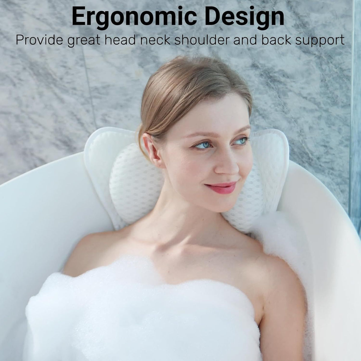 Bath Pillows for Tub Neck and Back Support,Bath Pillow Luxury Bathtub Pillow with 4D Air Mesh 6 Strong Suction Cups
