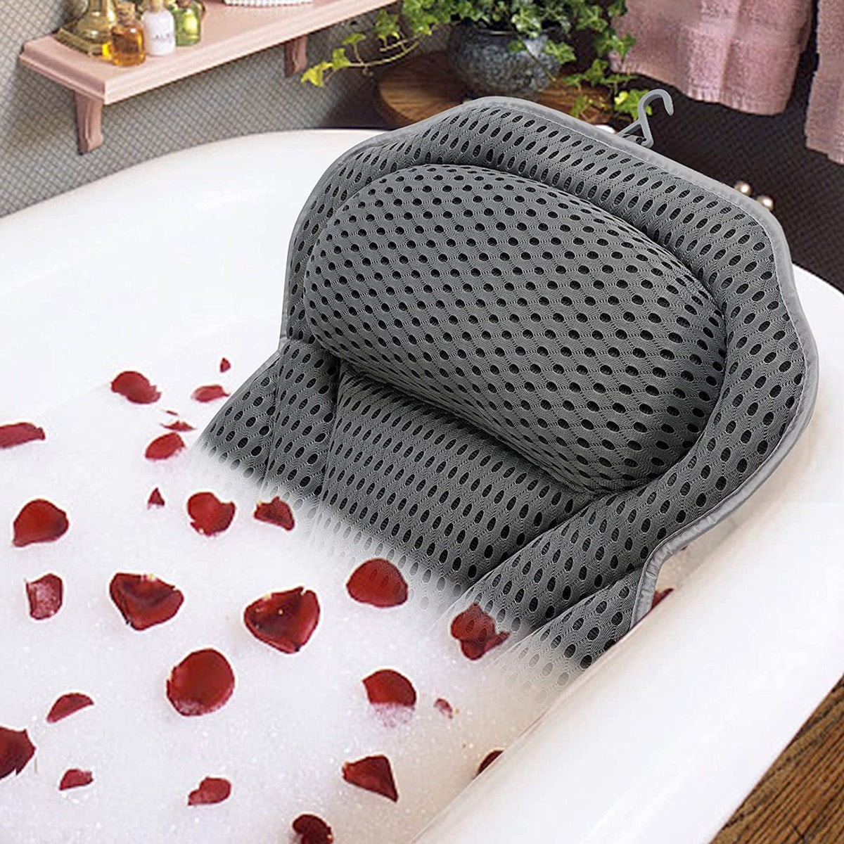 Bath Pillow Bathtub Pillow, Luxury Bath Pillows for Tub Neck and Back Support, Bath Tub Pillow Headrest with Soft 4D