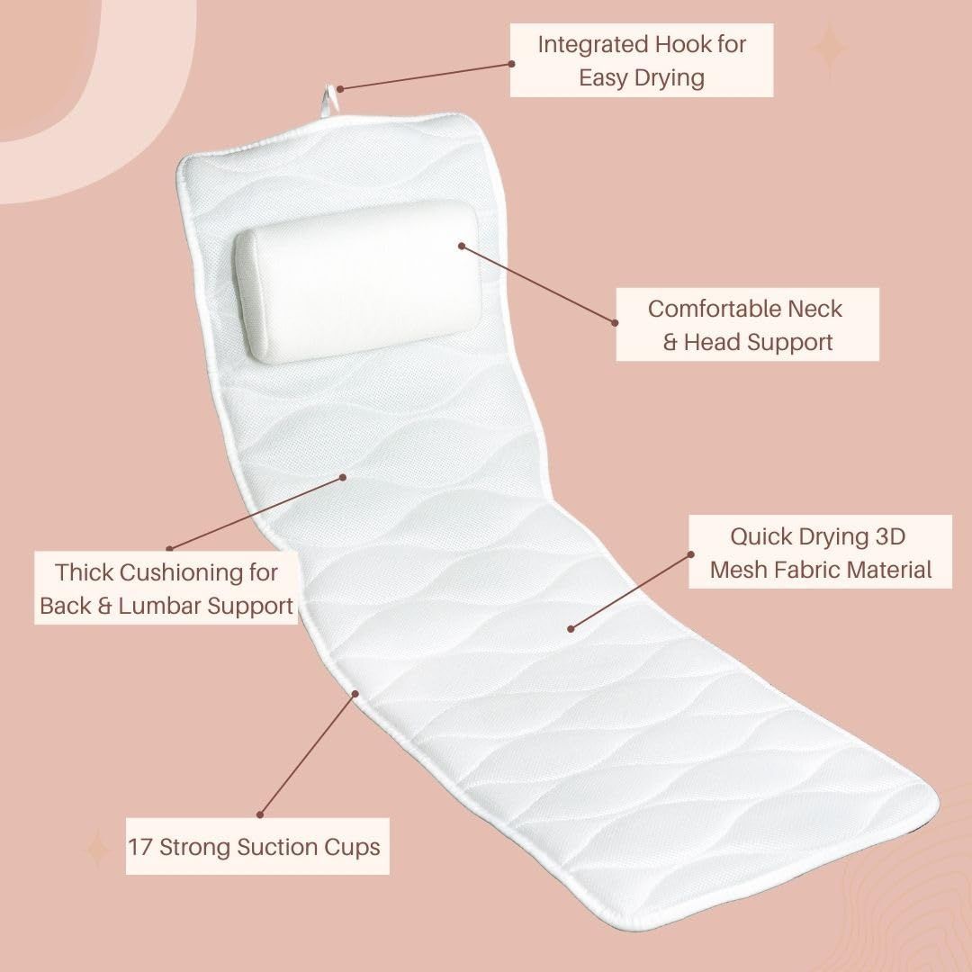 Bath Pillows for Tub Neck and Back Support - Full Body Bath Pillow for Bathtub Premium Comfort for Ultimate Home Spa