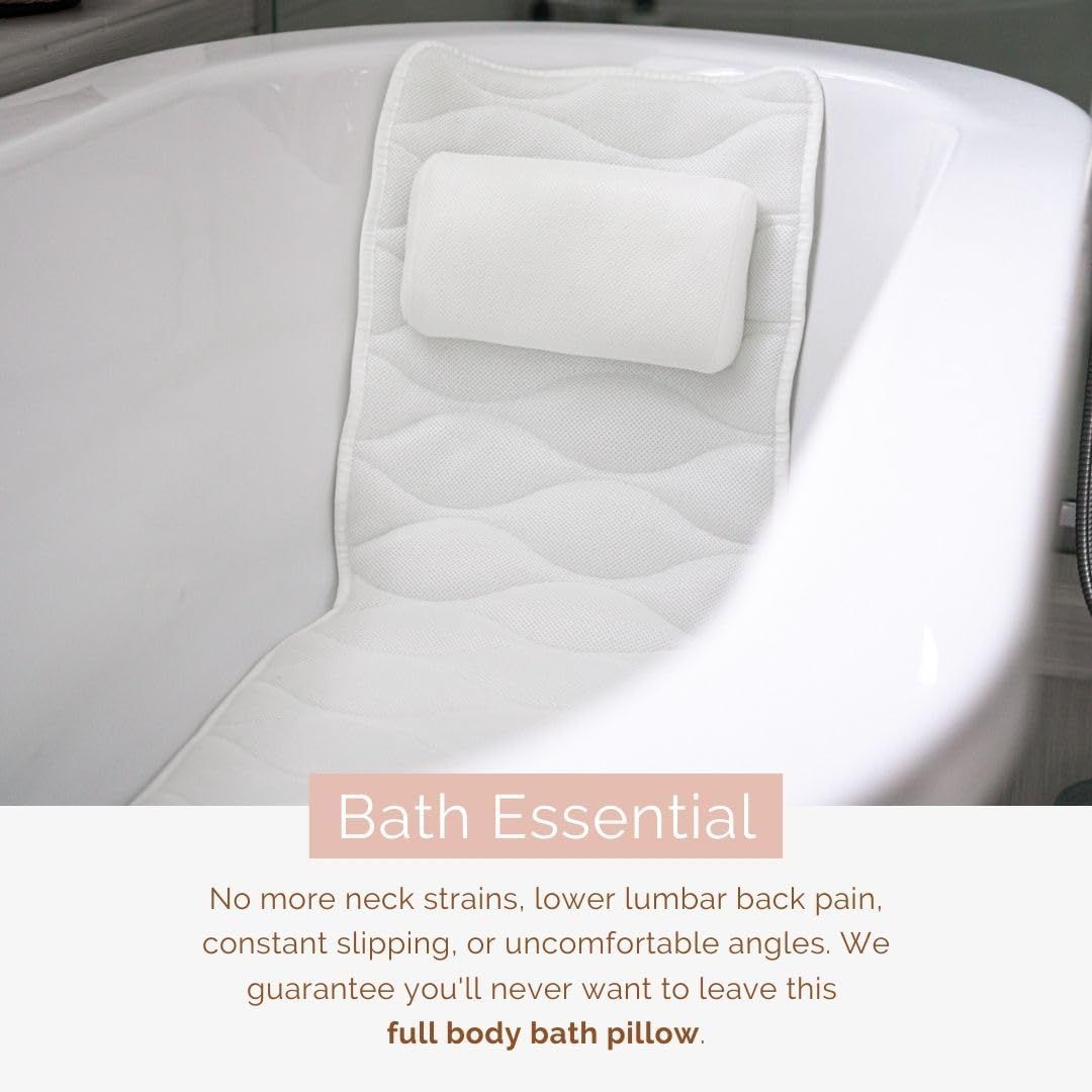 Bath Pillows for Tub Neck and Back Support - Full Body Bath Pillow for Bathtub Premium Comfort for Ultimate Home Spa