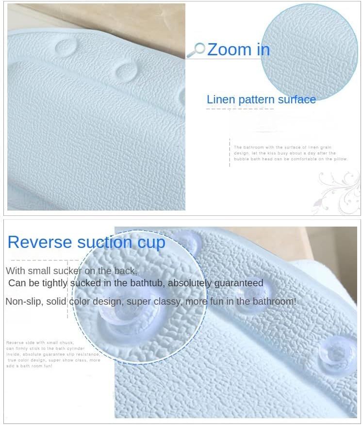 Bath Pillow Bathtub Pillow Luxury Spa Bath Pillows for Tub Neck and Back Support Headrest with Soft Mesh Fabric