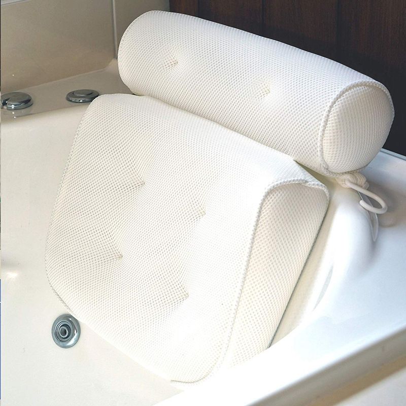 Bathtub Pillow for Neck and Back Support with Drying Hook, Bathtub Pillow Machine Headrest for Soaking & Straight Back Tubs