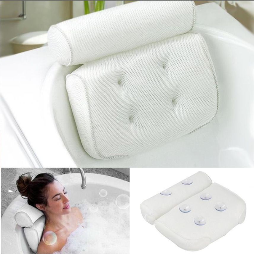 Bathtub Pillow for Neck and Back Support with Drying Hook, Bathtub Pillow Machine Headrest for Soaking & Straight Back Tubs