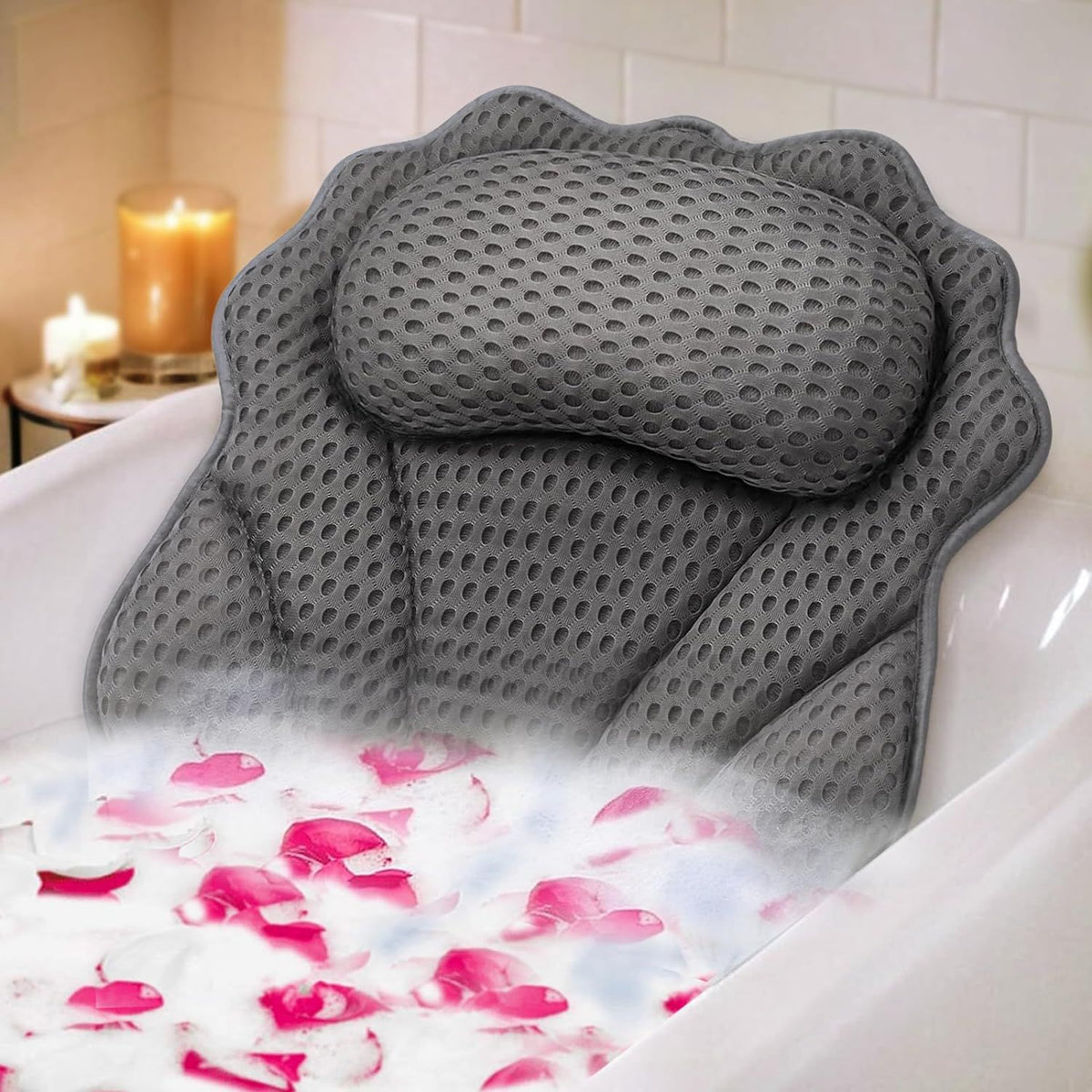 Bath Pillow Ergonomic Luxury Bathtub Pillow with Head,Neck, Shoulder and Back Support, 4D Bath Pillows for tub