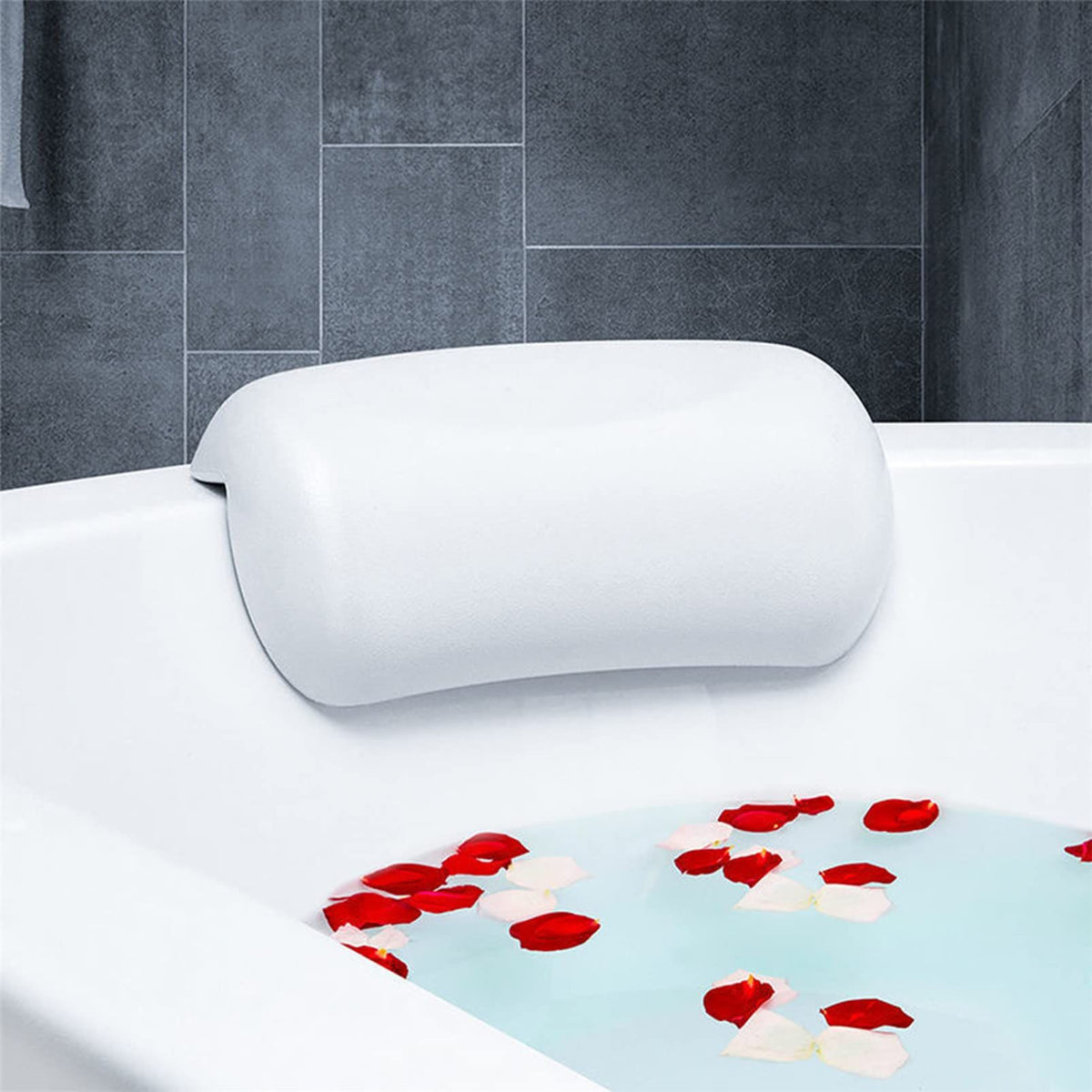 Bath Pillows Comfort Spa Bathtub Pillow with Suction Cup Luxury Bath Cushion Head Support Neck Rest Non-Slip Backrest,White