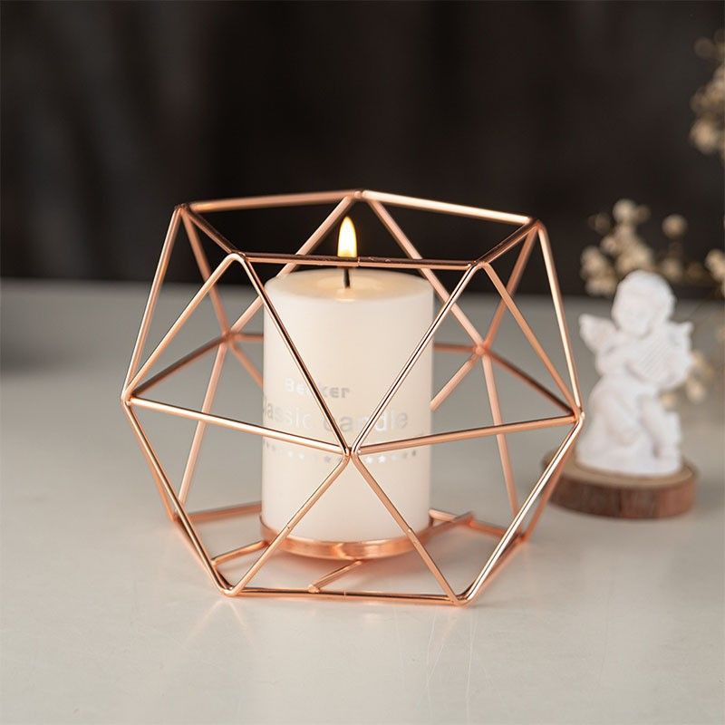 Tealight Holders Metal Wire Iron Tea Light Candle Holder Geometric Candle Holder Centerpieces for Wedding -3pcs