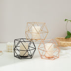 Tealight Holders Metal Wire Iron Tea Light Candle Holder Geometric Candle Holder Centerpieces for Wedding -3pcs