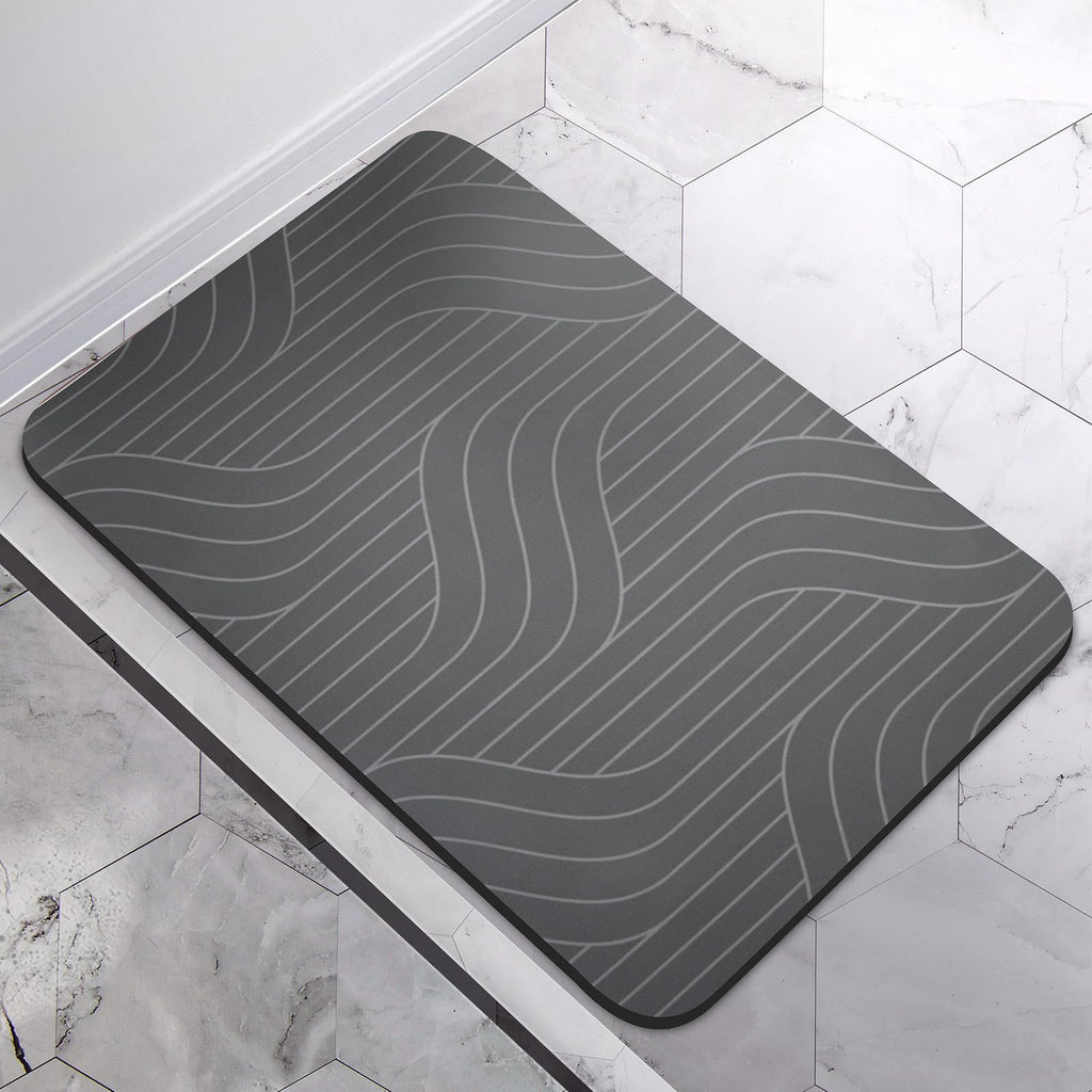 Bath Mat Bathroom Rugs Non-Slip Super Absorbent 30 x 40cm Diatomaceous Earth Bath Mat Rug for Bathroom, Black