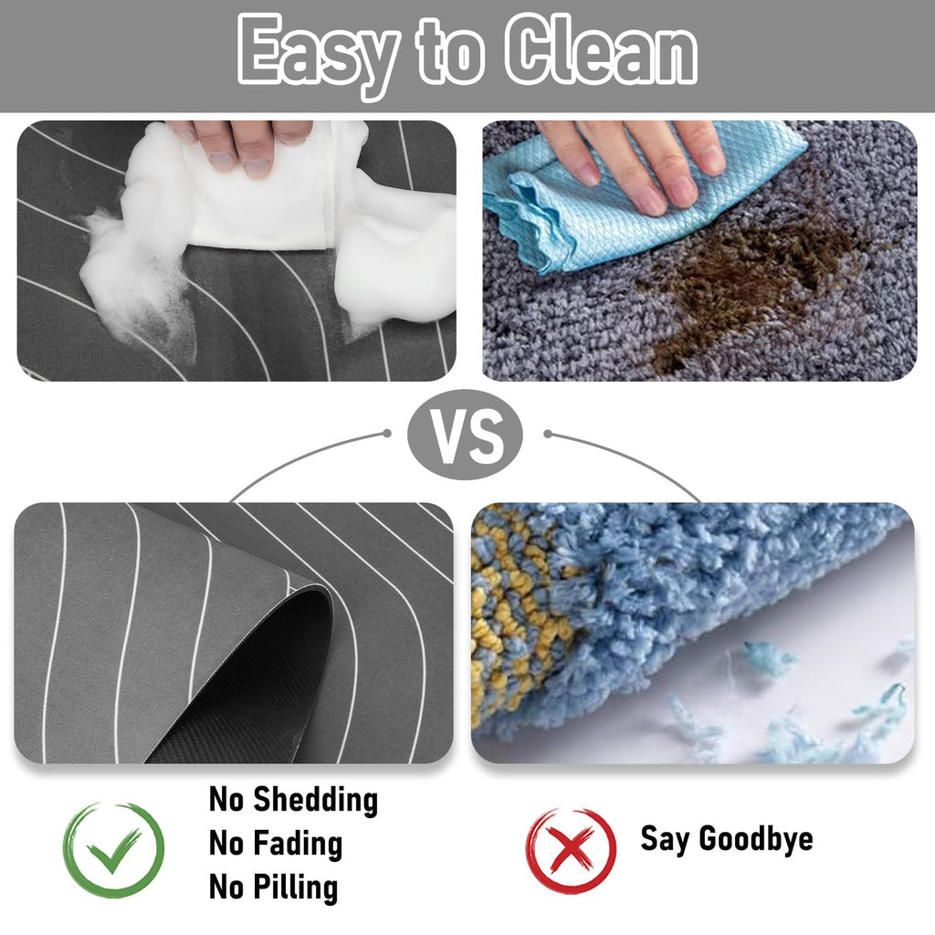 Bath Mat Bathroom Rugs Non-Slip Super Absorbent 30 x 40cm Diatomaceous Earth Bath Mat Rug for Bathroom, Black