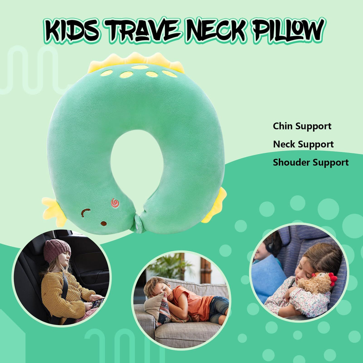 Children's travel pillow car airplane soft children's neck pillow chin support cute animal U-shaped travel pillow