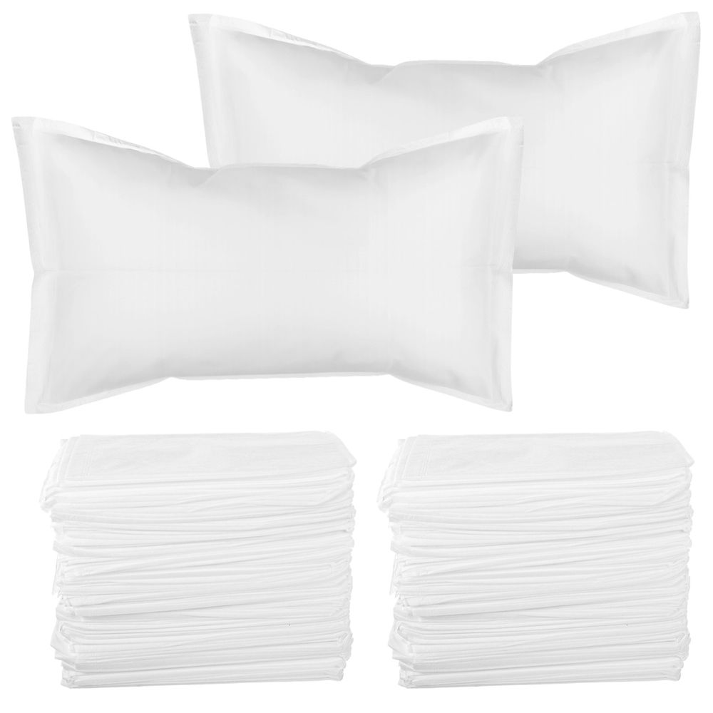 100PCS Disposable Pillow Cases, White Non-Woven Pillow Covers, Soft Breathable Full Enclosure, Fits Most Pillows, Single Use for Spa Salons, Hotels, Hospitals, Travel, 21.2×33.1
