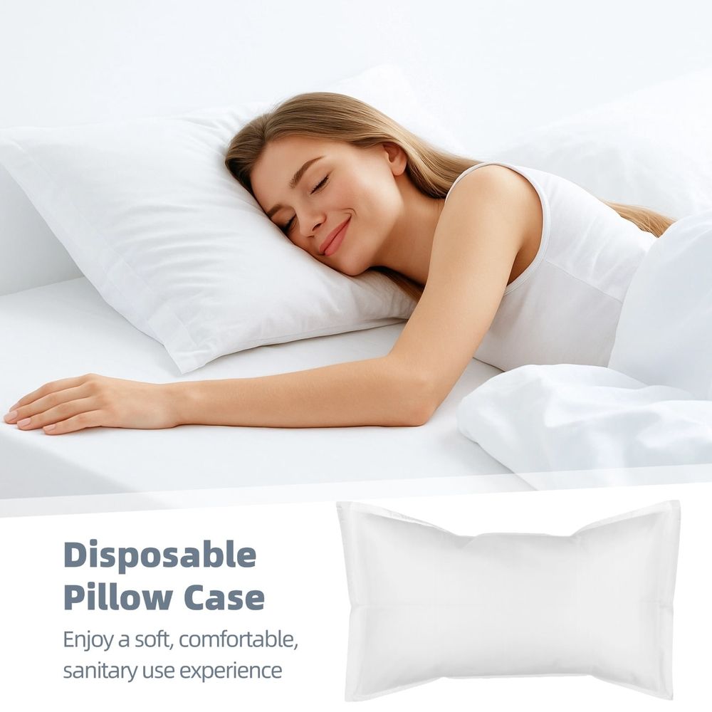 100PCS Disposable Pillow Cases, White Non-Woven Pillow Covers, Soft Breathable Full Enclosure, Fits Most Pillows, Single Use for Spa Salons, Hotels, Hospitals, Travel, 21.2×33.1