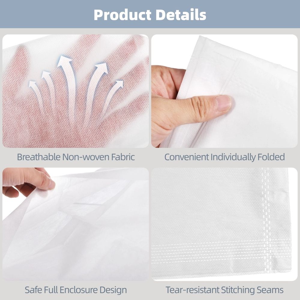 100PCS Disposable Pillow Cases, White Non-Woven Pillow Covers, Soft Breathable Full Enclosure, Fits Most Pillows, Single Use for Spa Salons, Hotels, Hospitals, Travel, 21.2×33.1