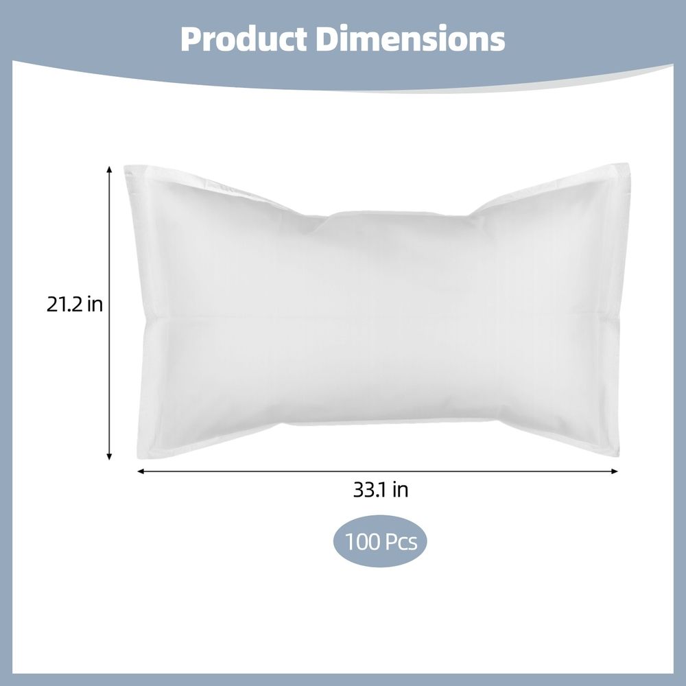 100PCS Disposable Pillow Cases, White Non-Woven Pillow Covers, Soft Breathable Full Enclosure, Fits Most Pillows, Single Use for Spa Salons, Hotels, Hospitals, Travel, 21.2×33.1