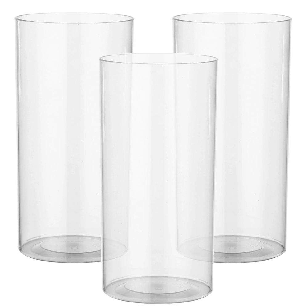 3PCS Acrylic Cylinder Vases, 3.9" x 7.9" Clear Vases for Centerpieces, Unbreakable Elegant Flower Vase Set, Versatile Decorative Vases for Home, Wedding, Events Decor