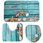 Beach Seashells Sand Bath Mat Holidays Summer Bathroom Carpet Rug Non- 3 Piece Toilet Mat Set Floor
