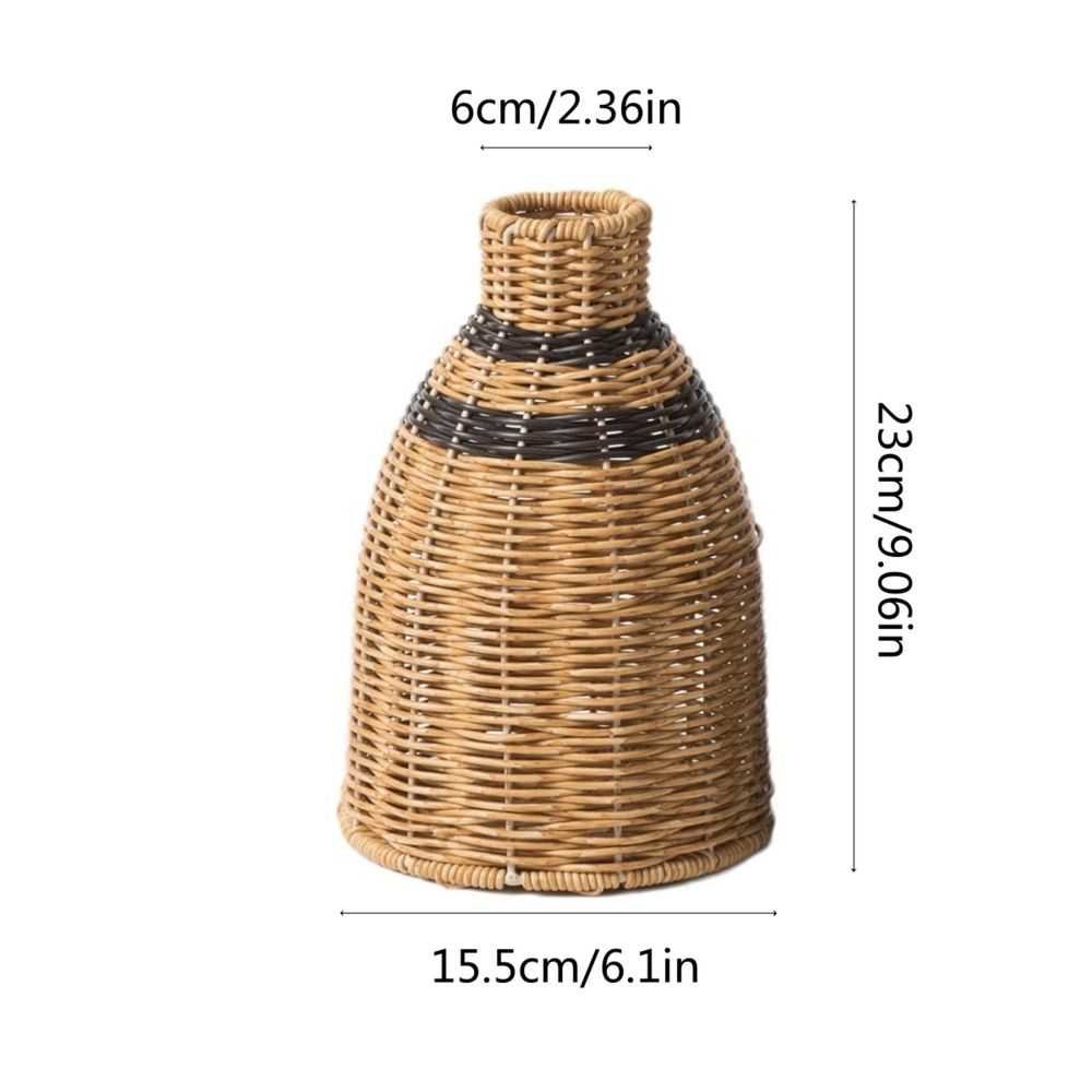 Rattan Vase, Small Braided Boho Vases, Hand Woven Vases Decor, Rustic Farmhouse Round Wicker Vase Basket for Centerpieces