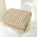 Flannel Fleece Throw Blanket 59"x39" Warm Soft All Season Striped Blanket Microfiber Ribbed Fuzzy Throw for Home Living Room Couch Bed Sofa Chair Armchair Lounger Indoor Cozy Nook Decor