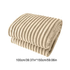 Flannel Fleece Throw Blanket 59"x39" Warm Soft All Season Striped Blanket Microfiber Ribbed Fuzzy Throw for Home Living Room Couch Bed Sofa Chair Armchair Lounger Indoor Cozy Nook Decor