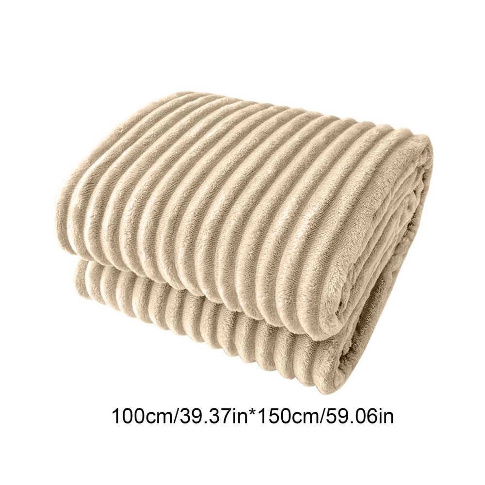 Flannel Fleece Throw Blanket 59"x39" Warm Soft All Season Striped Blanket Microfiber Ribbed Fuzzy Throw for Home Living Room Couch Bed Sofa Chair Armchair Lounger Indoor Cozy Nook Decor