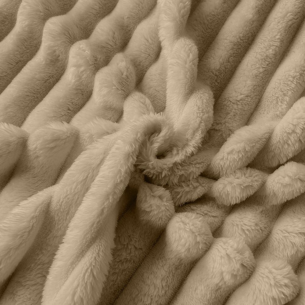 Flannel Fleece Throw Blanket 59"x39" Warm Soft All Season Striped Blanket Microfiber Ribbed Fuzzy Throw for Home Living Room Couch Bed Sofa Chair Armchair Lounger Indoor Cozy Nook Decor