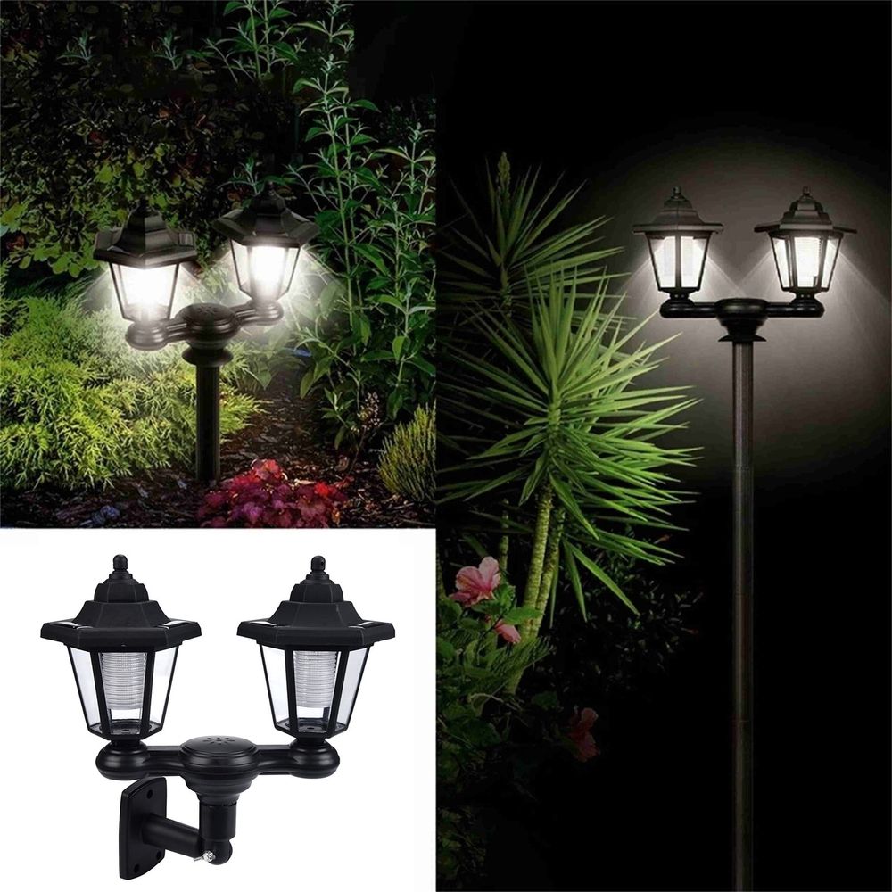 Outdoor Solar Post Lights, Waterproof 2-Head Lamp for Patio Garden Front Door, 58.27 In