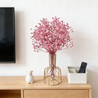 Pink Artificial Floral Stems, Faux Dried Flower Bouquet, Boho Home Table Decor without Vase (1 Pack, Pink)