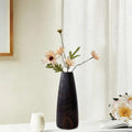 Solid Wood Flower Vase, Minimalist Home Decor Floral Container for Table Living Room Display Cabinet, Brown