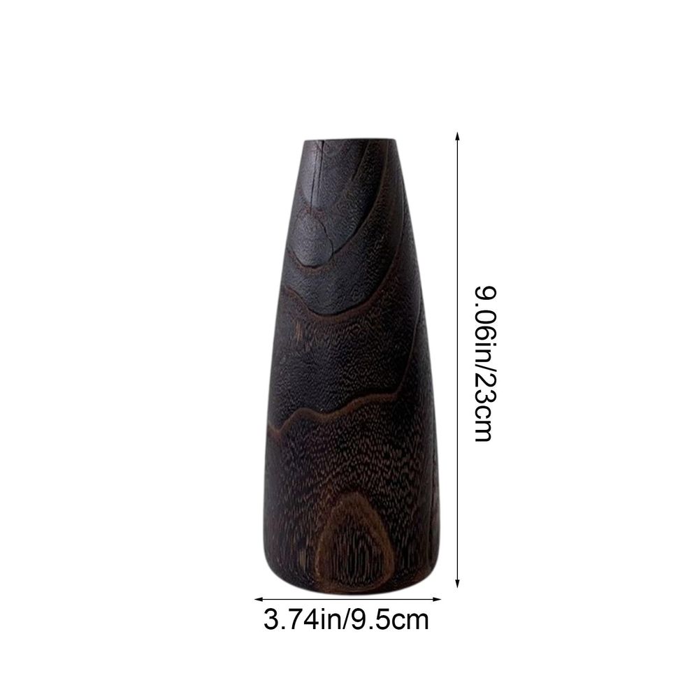 Solid Wood Flower Vase, Minimalist Home Decor Floral Container for Table Living Room Display Cabinet, Brown