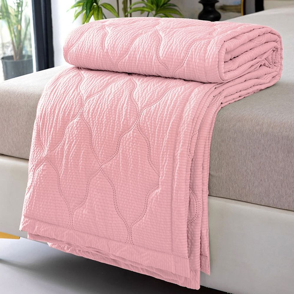 78.74x90.55In Oversized Quilt, Washed Cotton Comfortable, Summer Quilt for Bedroom Sofa Guest Room(Pink)