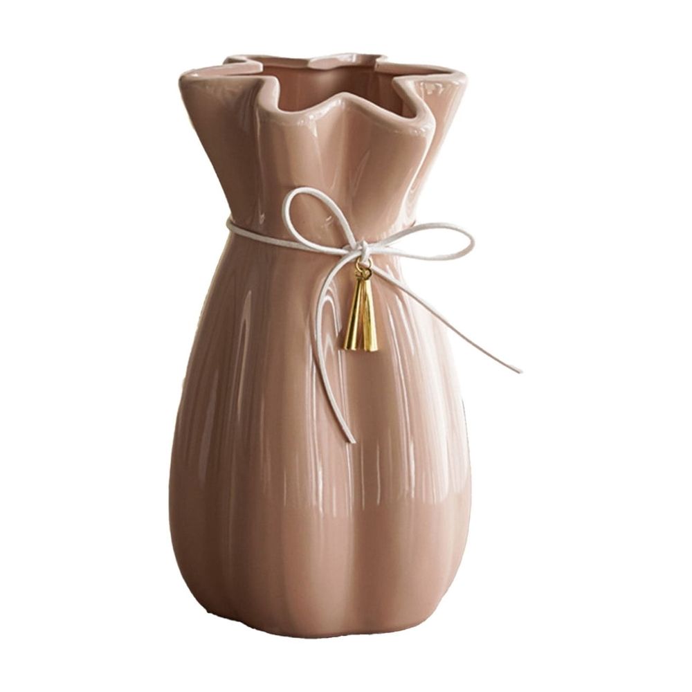 Ceramic Flower Vase, 8.07x4.52x4.52 in Decorative Table Vase, Elegant Home Accent, Modern Centerpiece for Home Wedding Decor(White)