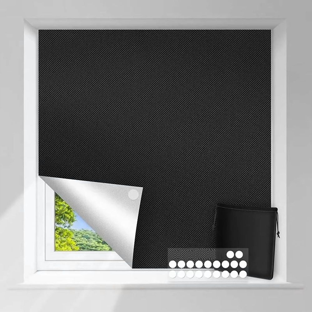 Portable Blackout Shades Film No Drill Travel Blackout Blinds Sunblock Window Cover Blackout Curtains 145 X 200cm