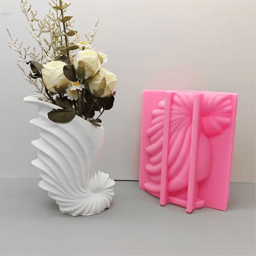 Alloy Steel Conch Vase Mold - 3D Large Shell Silicone Mold for Epoxy Resin and Gypsum, DIY Floral Arrangements
